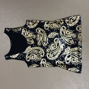 SUPER CUTE !  APT 9 BLACK & GOLD SEQUINED TANK TOP